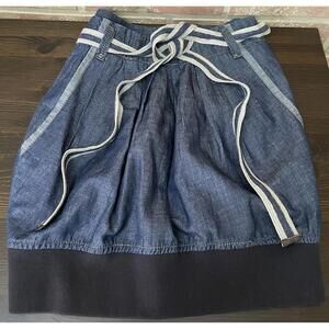Brunello Cucinelli Denim and Black A-Line Skirt